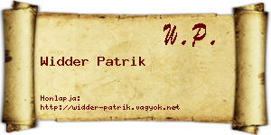 Widder Patrik névjegykártya